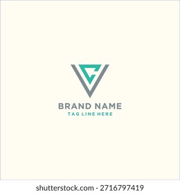 modelo vetorial de design do logotipo do triângulo VC da letra