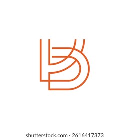 letter vd abstract thin linear simple logo vector 