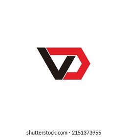 letter vd colorful linked polygon geometric logo vector