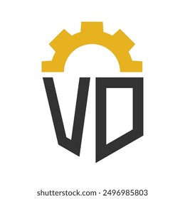Letter VD Gear Logo Design for Service Center, Repair, Factory, Industrial, Digital and Mechanical Business