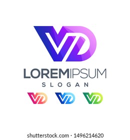 letter VD gradient color logo design