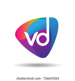 Letter VD logo with colorful splash background, letter combination logo design for creative industry, web, business and company.