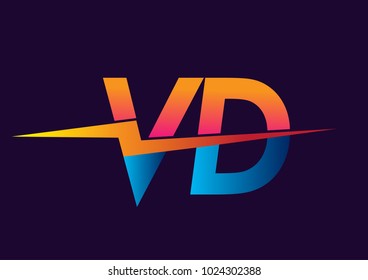 Letter VD logo with Lightning icon, letter combination Power Energy Logo design for Creative Power ideas, web, business and company.