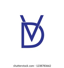 letter vd simple linked logo vector