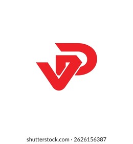 letter vd simple linked red dynamic geometric logo vector 