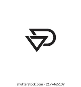 letter vd triangle simple geometric line logo vector
