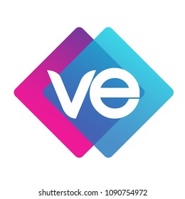 Letter VE logo with colorful geometric shape, letter combination logo design for creative industry, web, business and company.