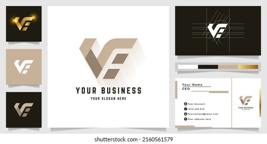 Letter VE or NE monogram logo with business card design