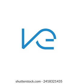 letter ve simple geometric linked line logo vector 