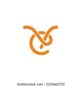 letter ve thread line abstract logo vector