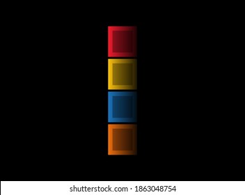 Letter I vector design, colorful font logo. Dynamic split multicolor. design on black background. For social media, design elements, creative poster, web template    


