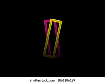 I letter vector design, shadow font logo. Dynamic split pink, yellow color on black background. For social media,design elements, creative poster, web template    

