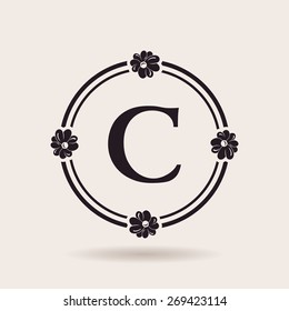 letter Vector frames design templates. Vintage labels and badges for logos. Alphabet C