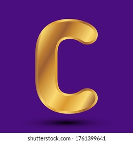 Letter A vector in golden style. Eps10 vector illustration.