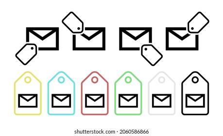Letter vector icon in tag set illustration for ui and ux, website or mobile application