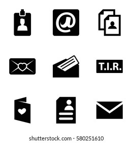letter vector icons. Set of 9 letter filled icons such as mail, resume, TIR, clipboard