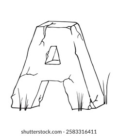 Letter A vector illustration. Stone capital A  drawing.