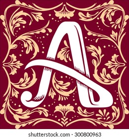 letter A vector image in the old vintage style