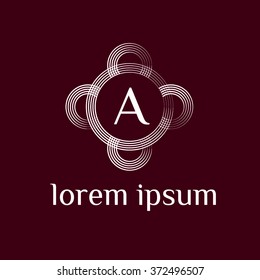A letter vector logo with circle calligraphic borders (icon, sign, symbol, monogram)