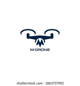letter vector logo combined with drone shape forming M-Drone icon
