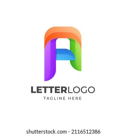 Carta Un diseño de logotipo vectorial con color gradiente colorido para empresas o marca personal 
