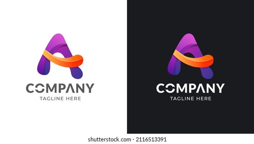 Letter A vector logo design with colorful gradient color for company business or personal branding 