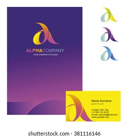 A Letter - Vector Logo Design Concept Illustration. Alpha Logo Sign For Business Company. Corporate Identity - Visit Card, Poster, Folder, Brochure Cover. 