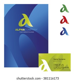 A letter - vector logo design concept illustration. Alpha letter logo sign for business company. Corporate identity - visit card, poster, folder, brochure cover. 