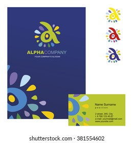 A letter - vector logo design concept illustration. Alpha abstract t letter logo sign for business company. Corporate identity - visit card, poster, folder, brochure cover. 