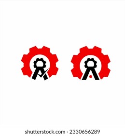 Letter A vector logo design with gear in two styles.
