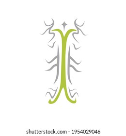 diseño de logotipo vectorial de letra i tribal verde