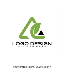 Letter A vector logo design with leaves and triangles.