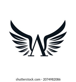 Letter A vector logo design template. Wings logotype creative concept.