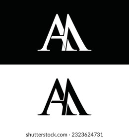 Buchstabe AM Vektor Logo Design Vorlage, Monogramm Logo in weißer Farbe und schwarzem Hintergrund.