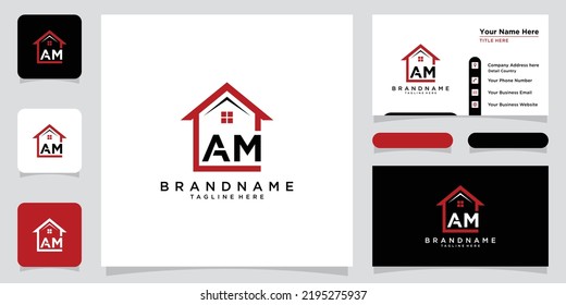 Letter AM vector logo. home icon and symbol
