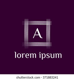 A letter vector logo with square calligraphic border (icon, sign, symbol, monogram)