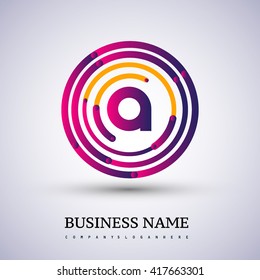 Letter A vector logo symbol in the colorful circle thin line. Design for your business or company identity.
