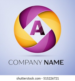 Letter A vector logo symbol in the colorful circle. Vector template for your design