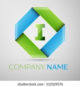 Letter I vector logo symbol in the colorful rhombus. Vector template for your design