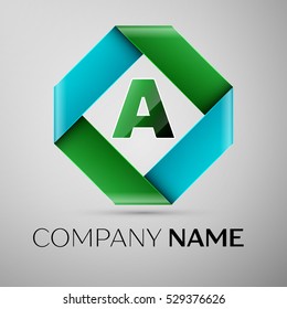 Letter A vector logo symbol in the colorful rhombus. Vector template for your design