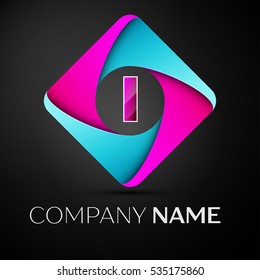 Letter I vector logo symbol in the colorful rhombus. Vector template for your design
