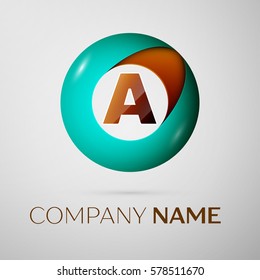 Letter A vector logo symbol in the colorful circle on grey background. Vector template for your design