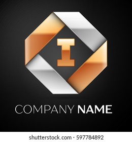 Letter I vector logo symbol in the colorful rhombus on black background. Vector template for your design