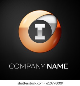 Letter I vector logo symbol in the colorful circle on black background. Vector template for your design