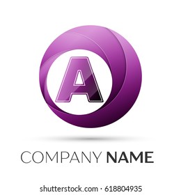 Letter A vector logo symbol in the colorful circle on grey background. Vector template for your design