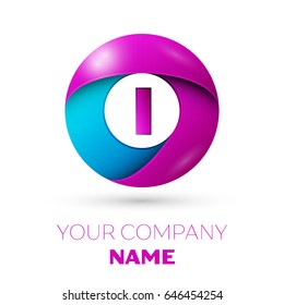 Letter I vector logo symbol in the colorful circle on white background. Vector template for your design