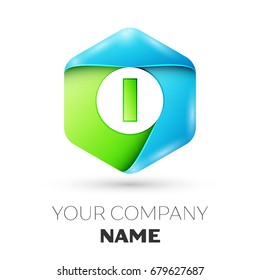 Letter I vector logo symbol in the colorful hexagonal on white background. Vector template for your design