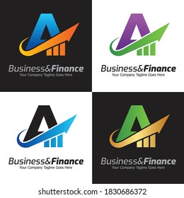 Letra A plantilla de logotipo vectorial, logotipo de la letra colorida A, logotipo de la empresa financiera, logotipo de los asesores del Instituto Financiero Icono de plantilla de diseño Vector