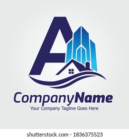 Letter A vector logo template, Colorful Letter A logo, Real Estate, Building and Construction Logo Design Template Vector Icon