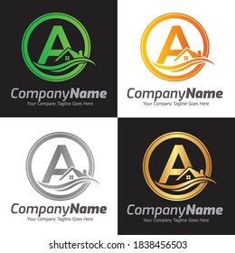 Letter A vector logo template, Colorful Letter A logo, Real Estate, Building and Construction Logo Design Template Vector Icon